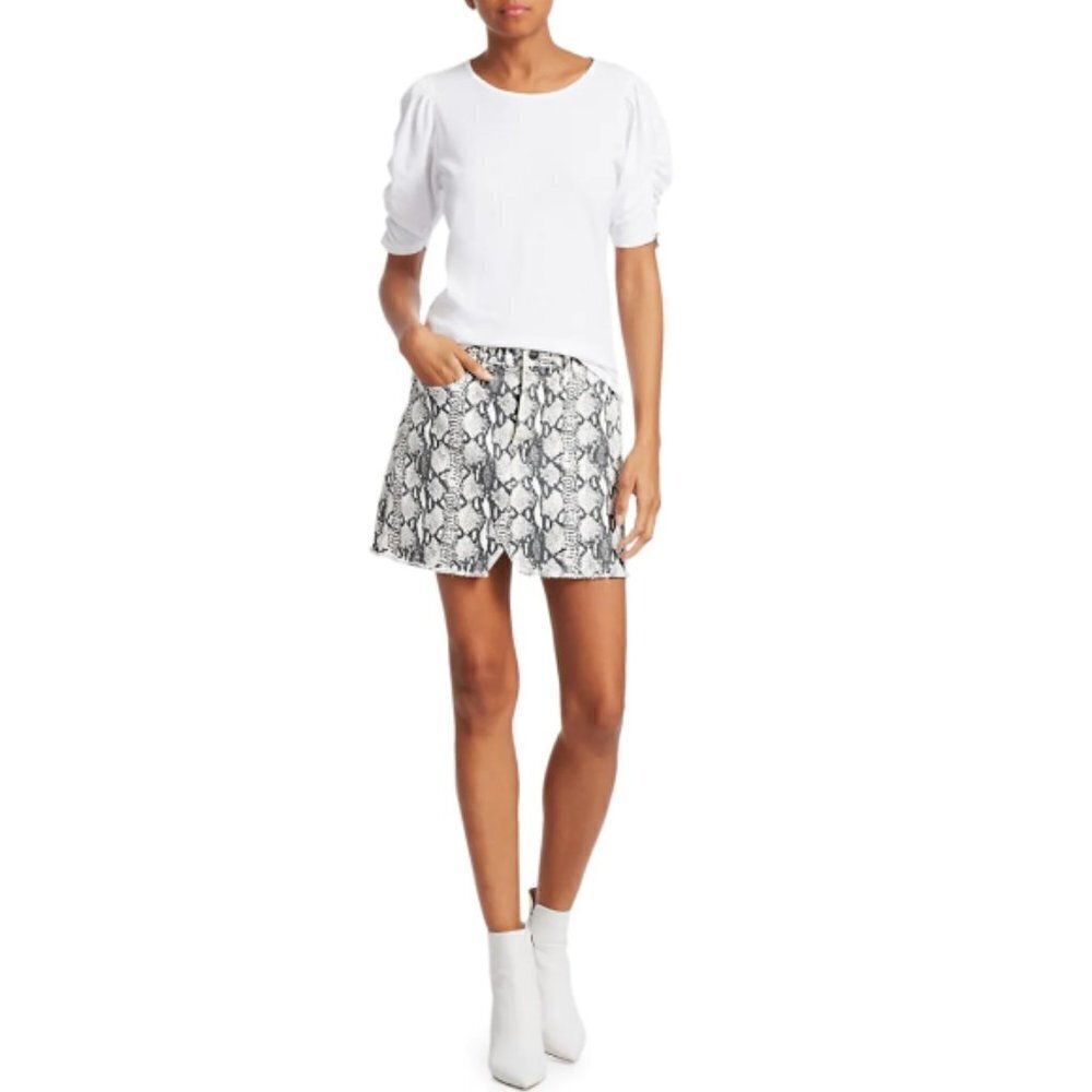 FRAME DENIM Le Mini Skirt, Python Print, Grey NWT - image 1
